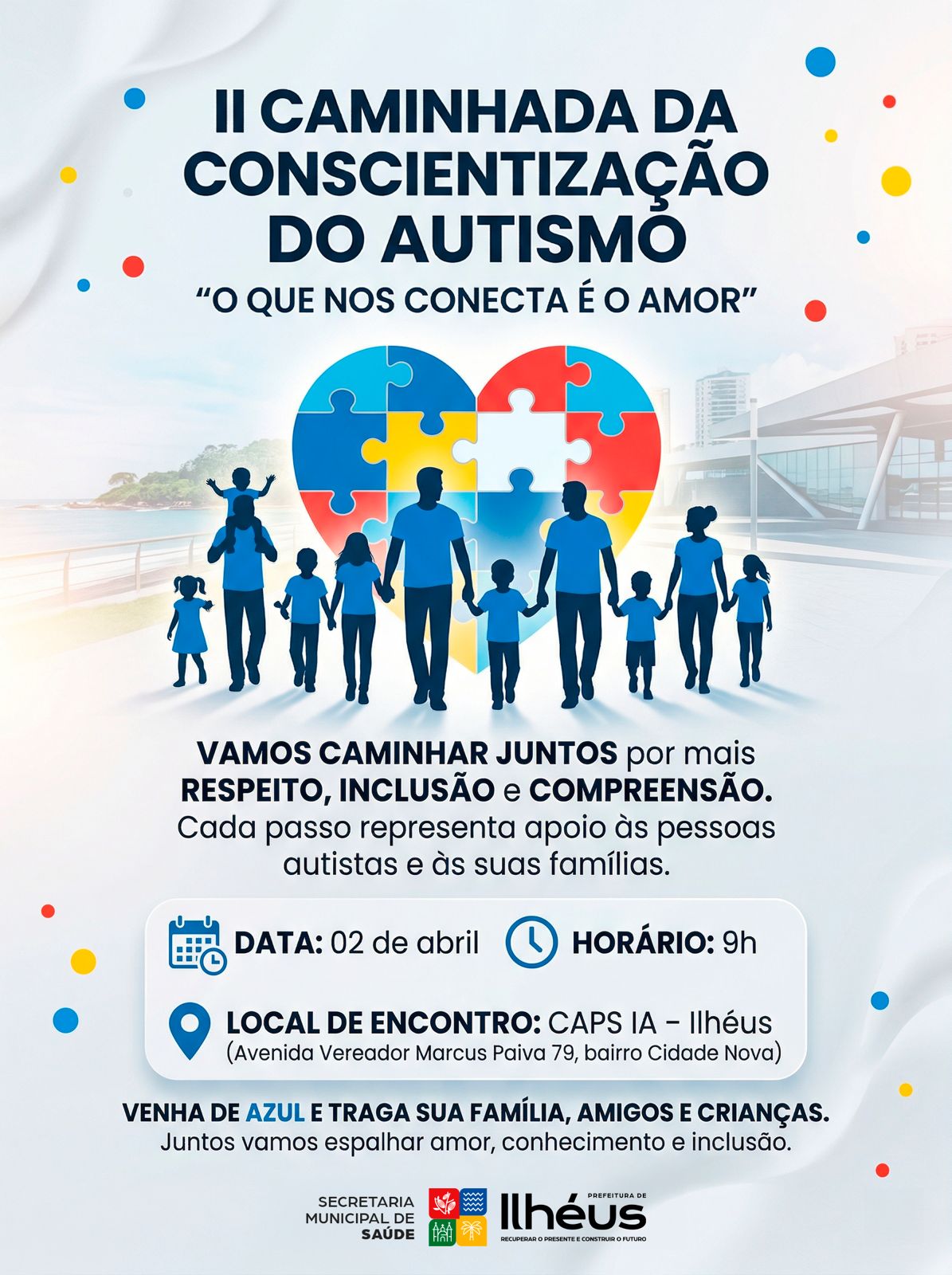 Prefeitura de Ilhéus realiza 2ª Caminhada do Autismo em apoio à inclusão e conscientização
