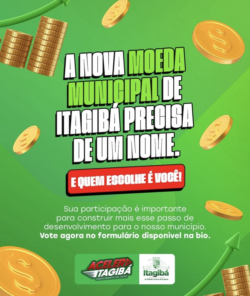 TAGIBÁ ANUNCIA CRIAÇÃO DE MOEDA MUNICIPAL E POPULAÇÃO PODERÁ ESCOLHER O NOME