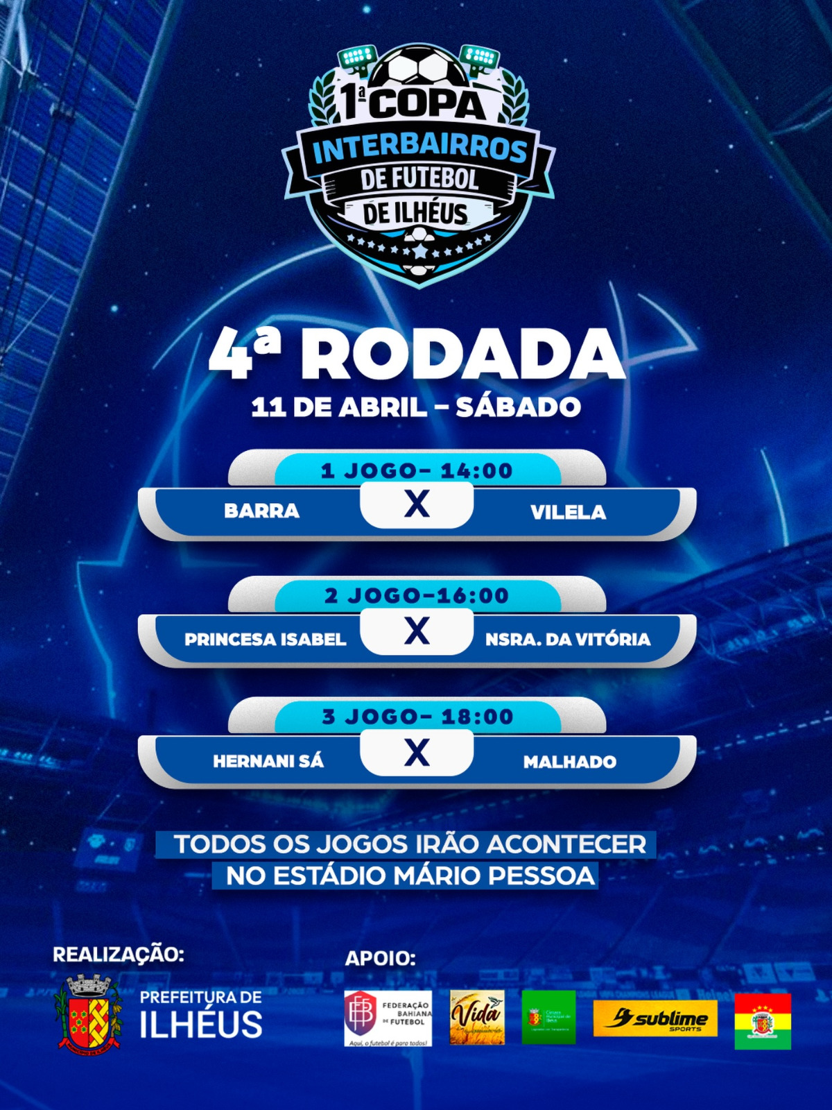 Estádio Mário Pessoa recebe mais uma rodada da Copa Interbairros neste sábado (11)