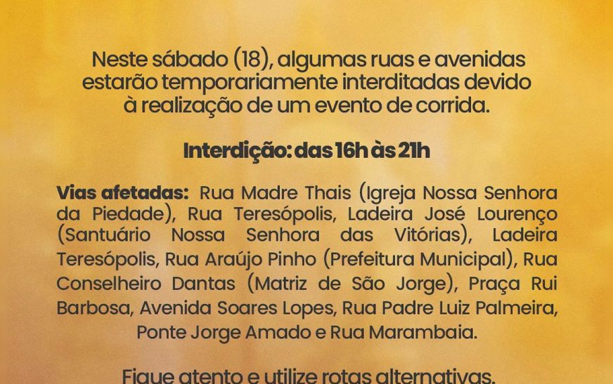 Ilhéus terá ruas interditadas para corrida neste sábado (18)