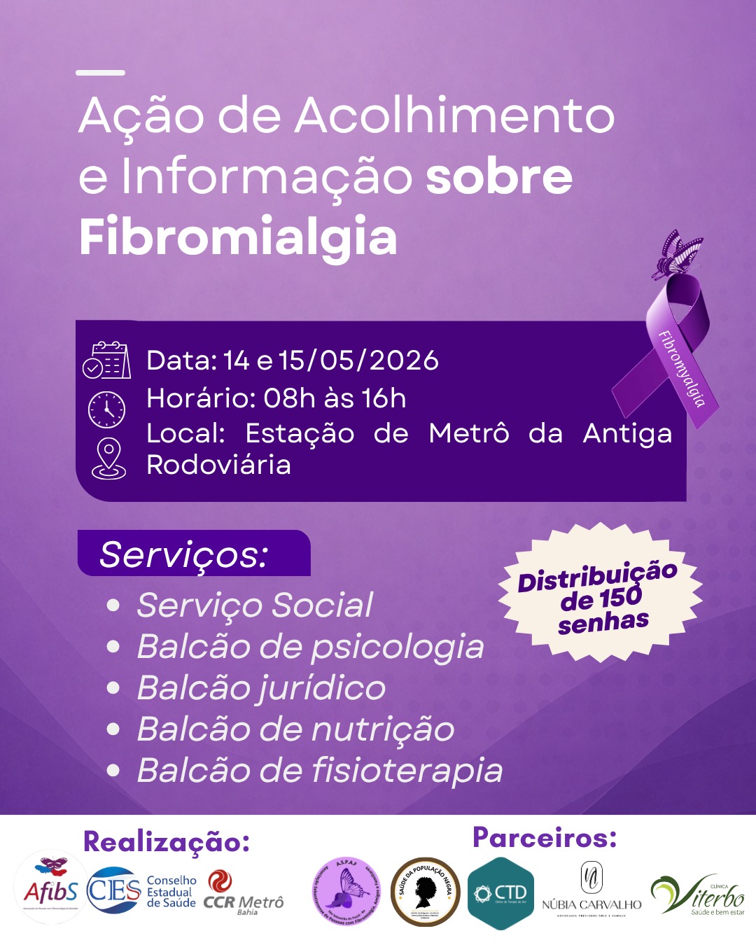 Em alusão ao Dia Estadual de Conscientização da Fibromialgia, ação no Metrô Bahia oferece acolhimento e orientações gratuitas
